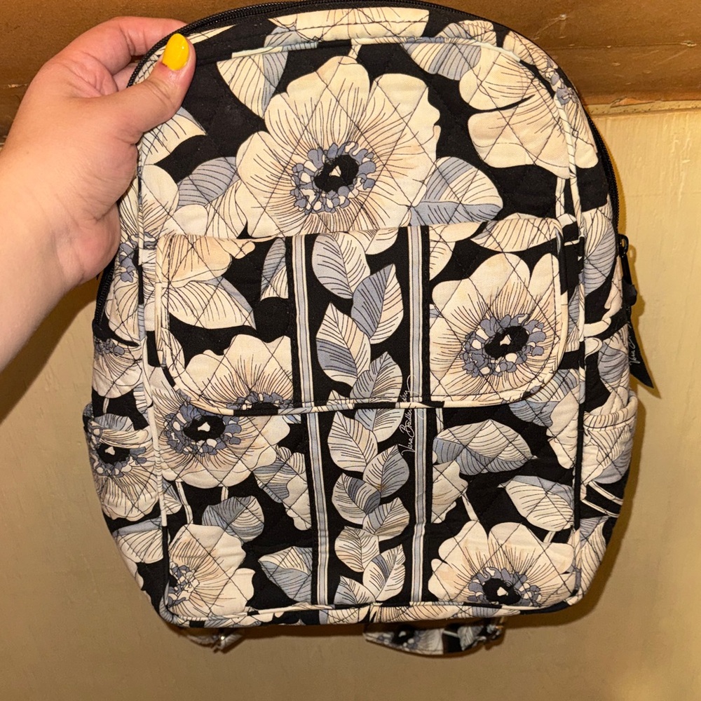 Vera Bradley Floral Black and Cream Backpack